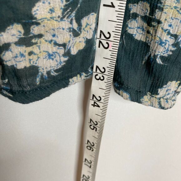 Denim & Supply Ralph Lauren RL Boho Green Floral Peasant Tie Front Size M - Picture 6 of 7